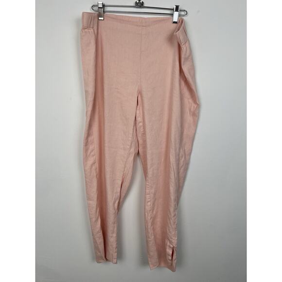 J. Jill Linen Stretch Womens Medium Pink Linen Viscose Pull On Ankle Pants - Picture 1 of 8